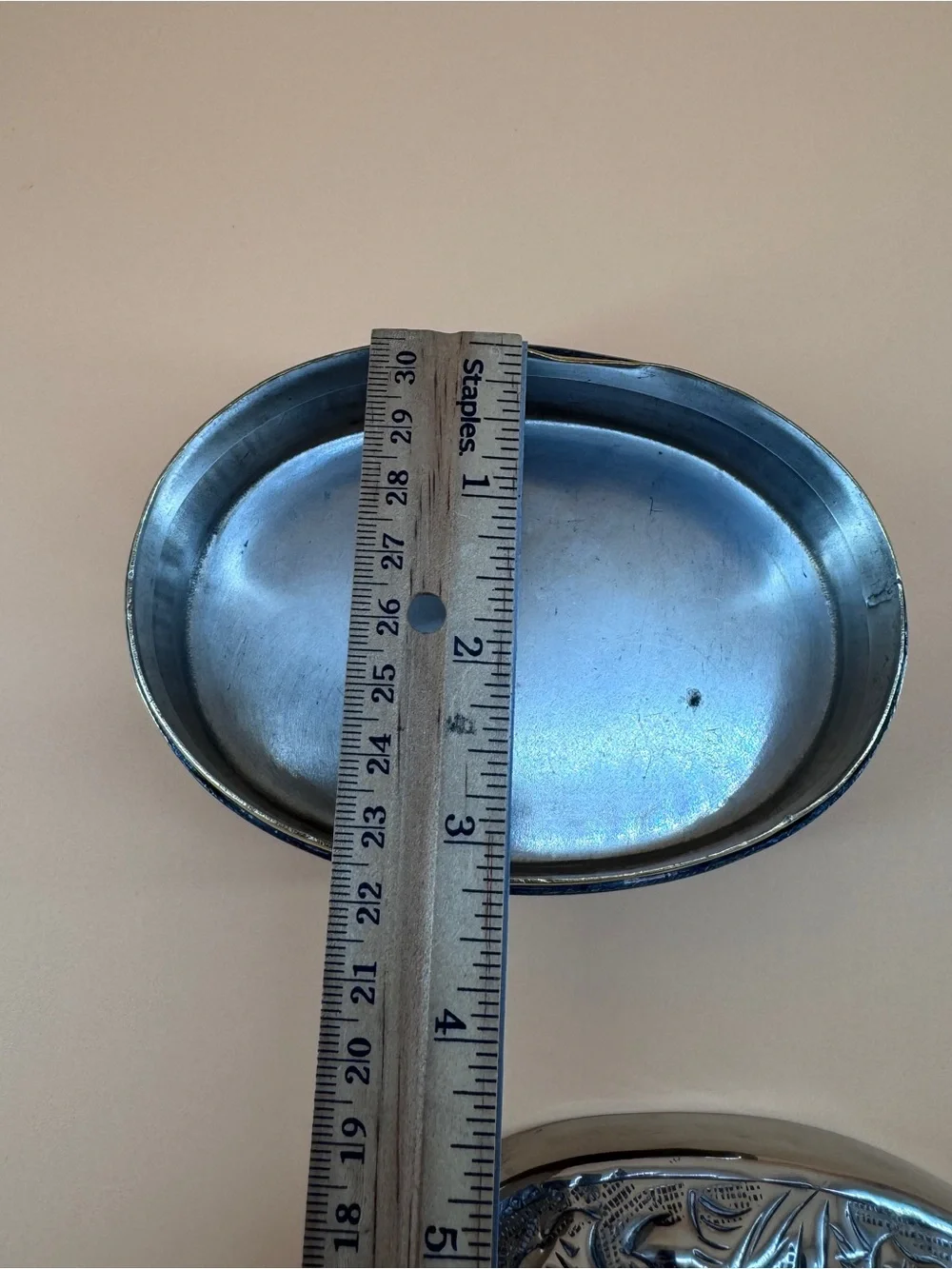 Silverplated Oval Repousse Jewelry Trinket Box